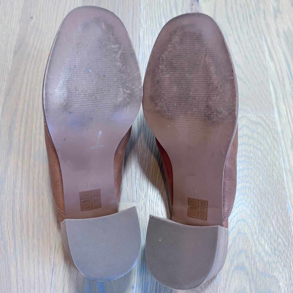 Madewell The Carey Leather Mules Slip On Block Heel Camel Brown Women Size 7.5 - Picture 8 of 10